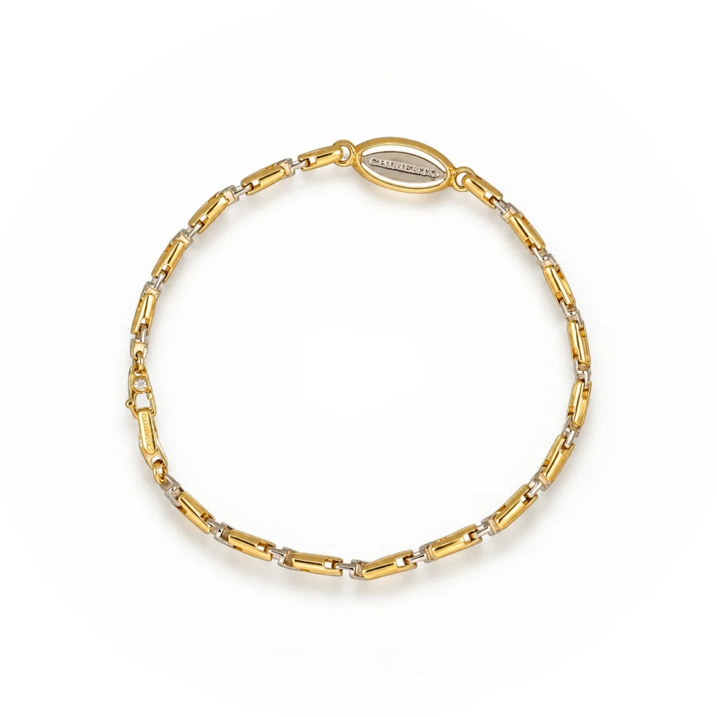 Bracciale due ori Chimento con diamantino, oro 18 kt, lunghezza 20,5 cm