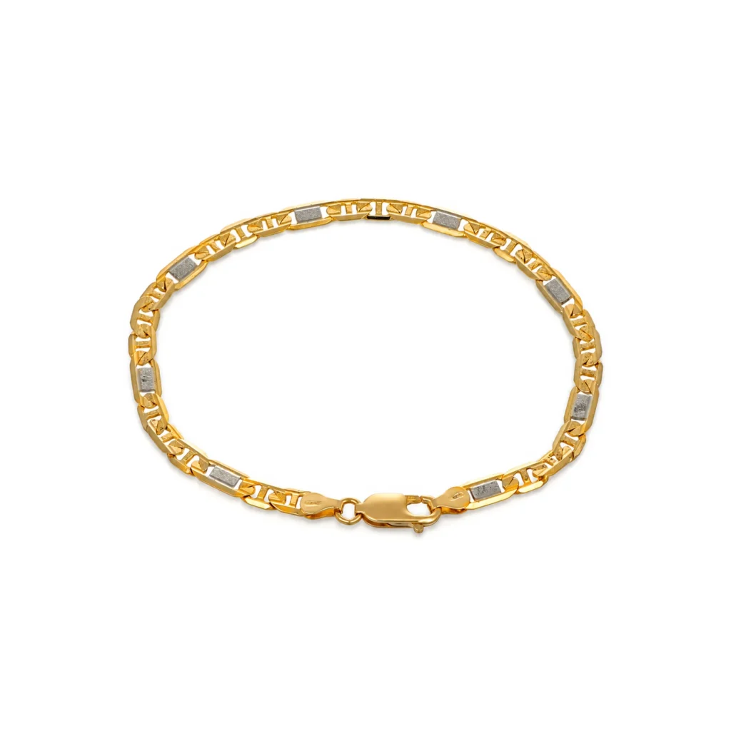 Bracciale due ori maglia piatta luc/sat, oro 18 kt