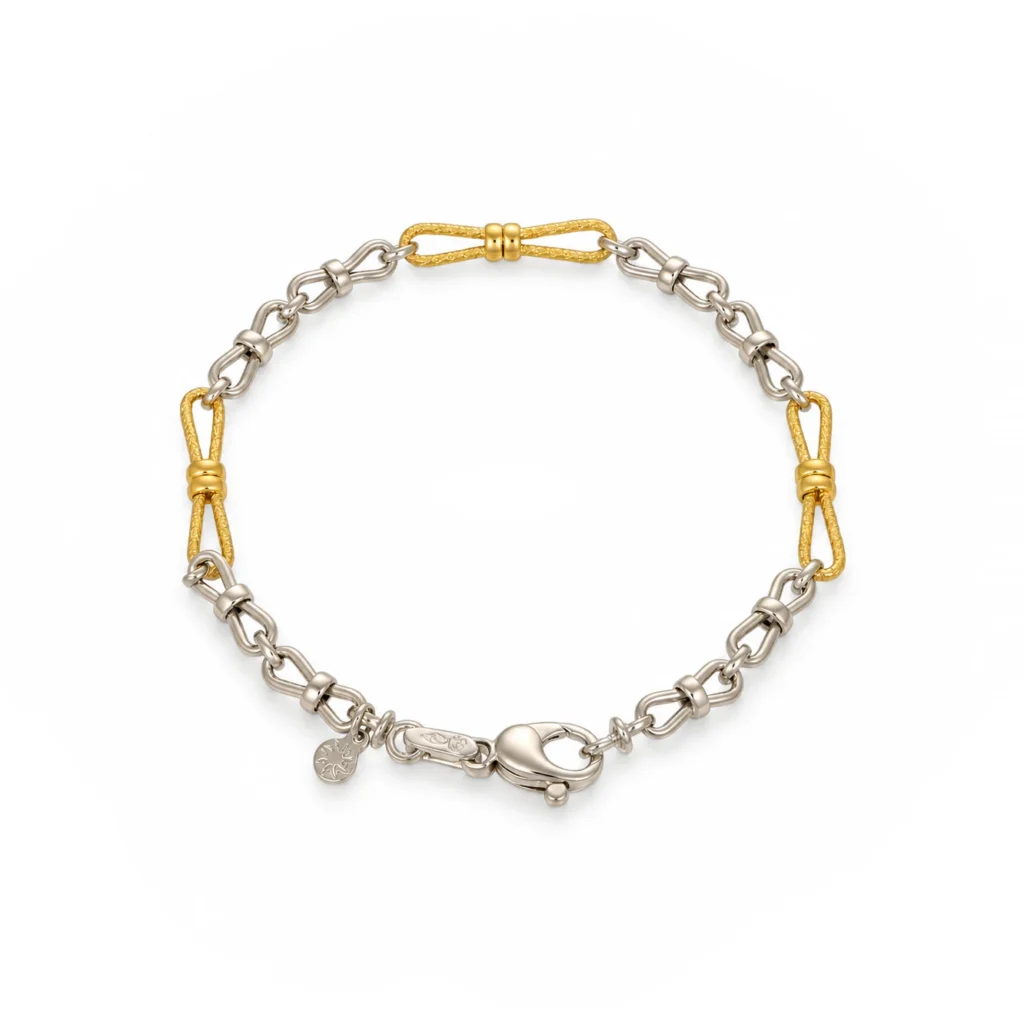 Bracciale due ori, oro 18 kt, lunghezza 19,5 cm