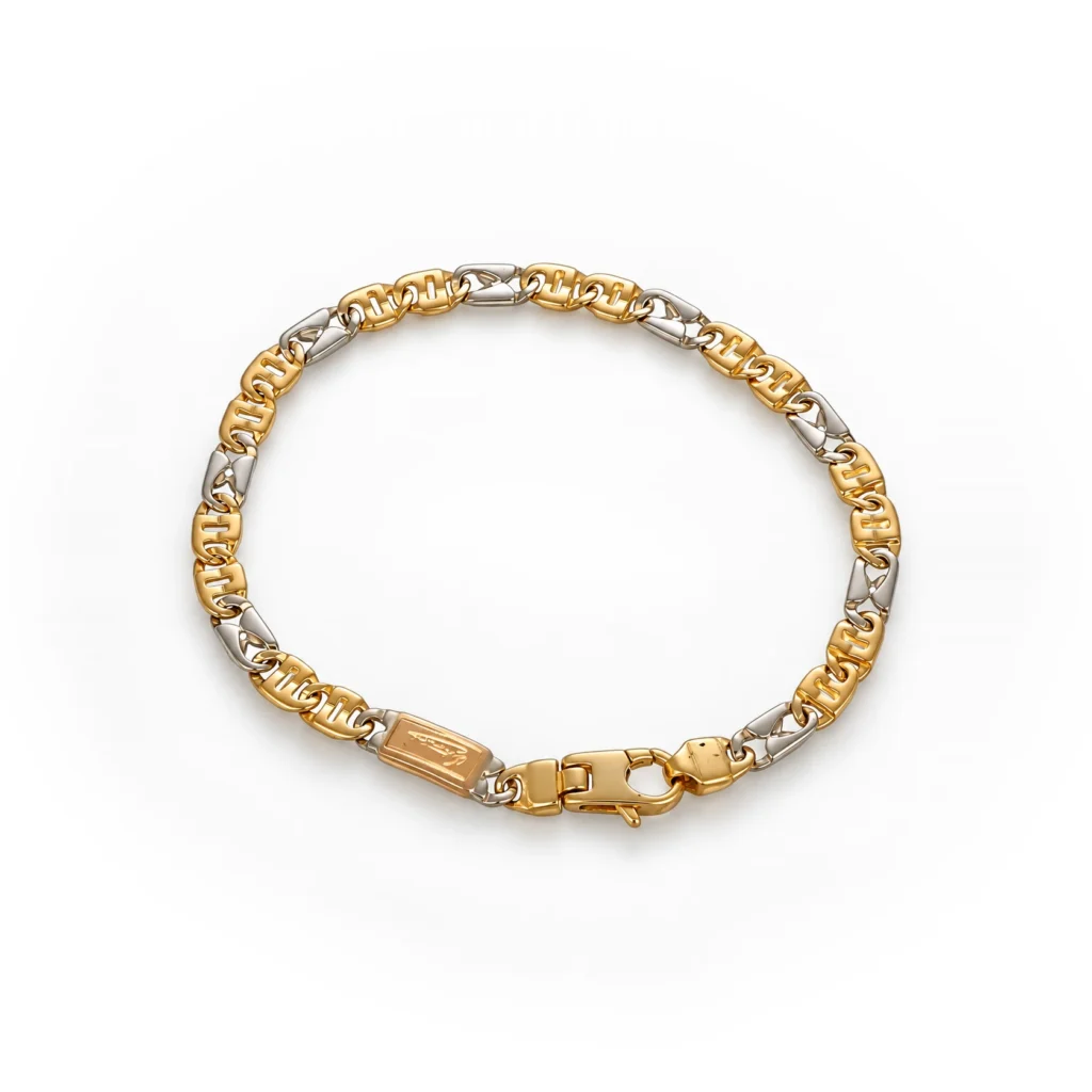 Bracciale due ori, oro 18 kt, lunghezza 22 cm