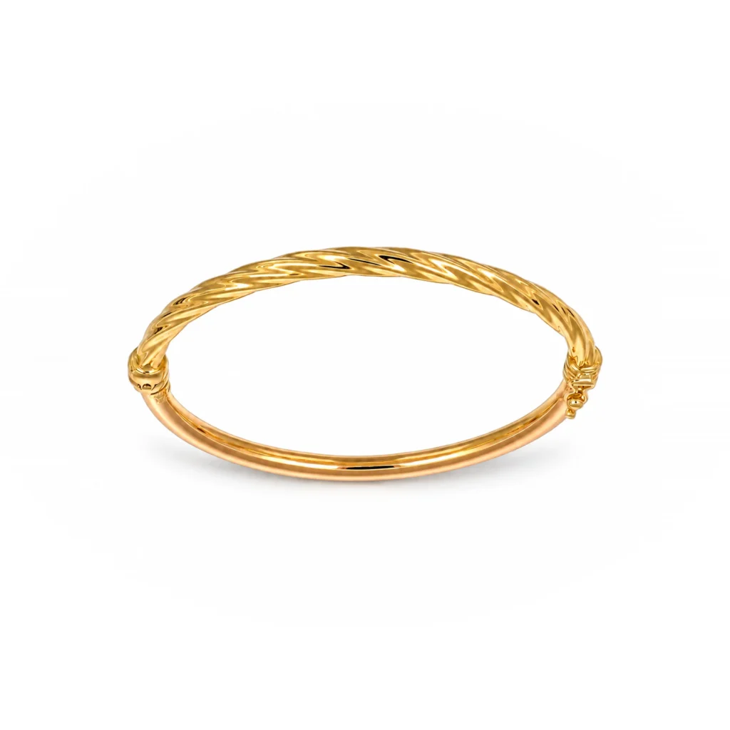 Bracciale due ori rigido, oro 18 kt, lunghezza 5 cm
