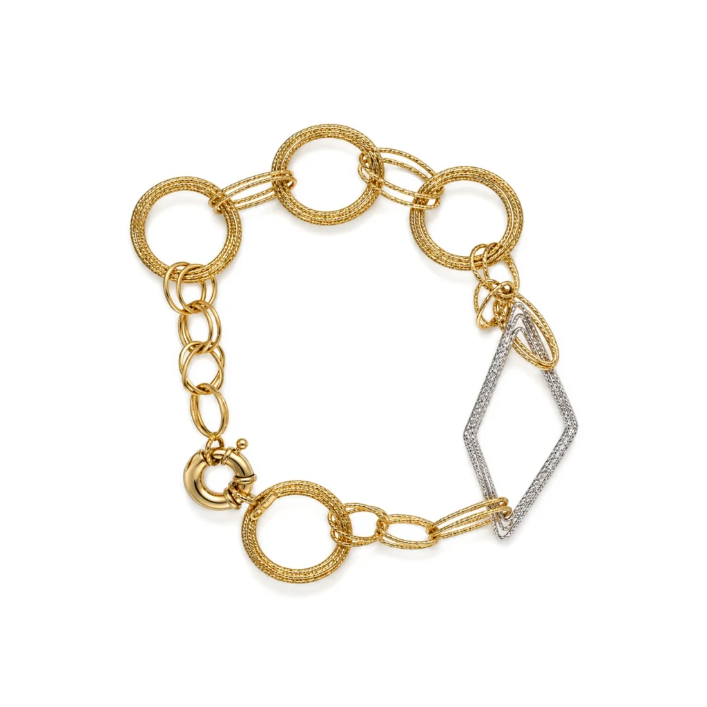 Bracciale due ori satinato catena larga