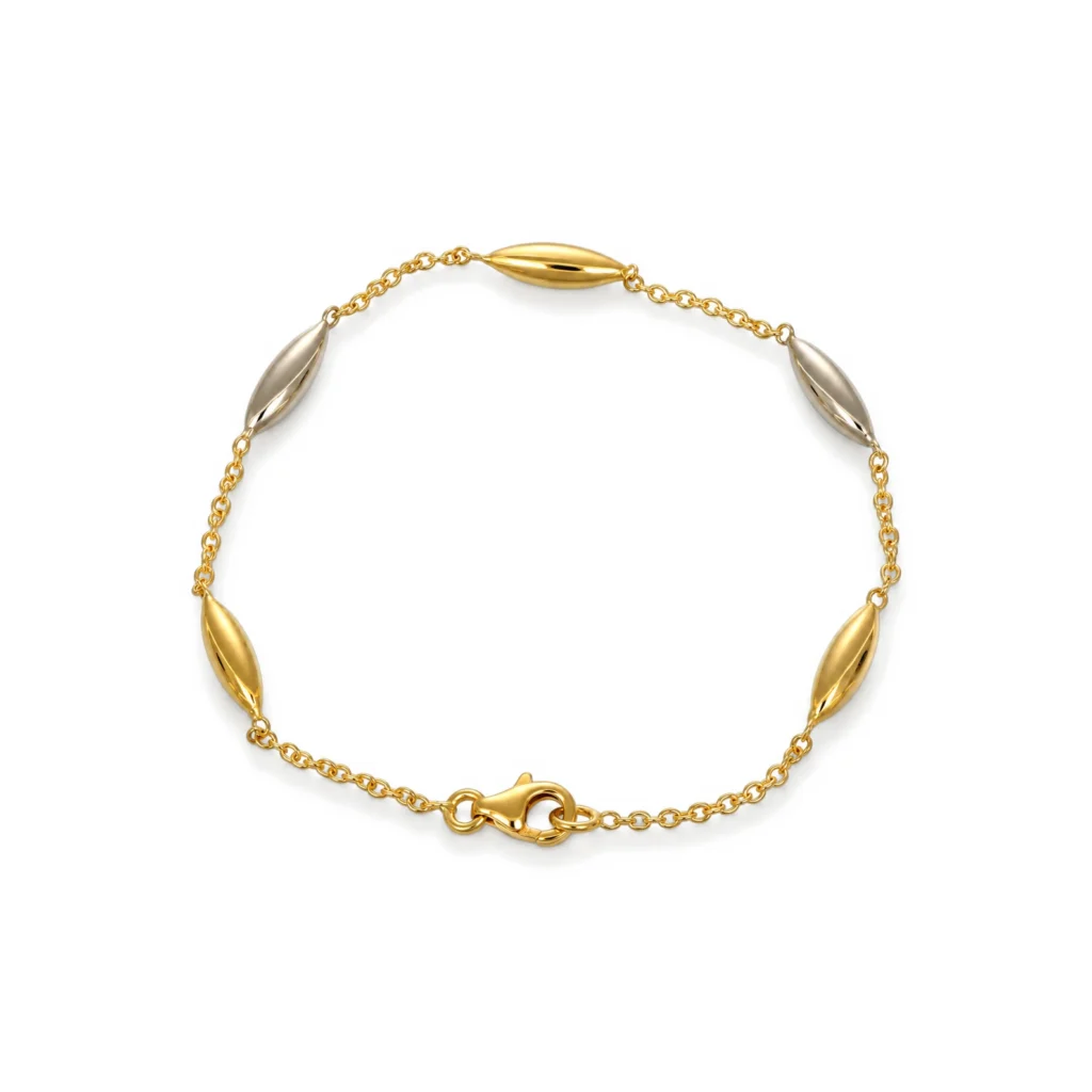 Bracciale due ori semi, oro 18 kt, lunghezza 19 cm