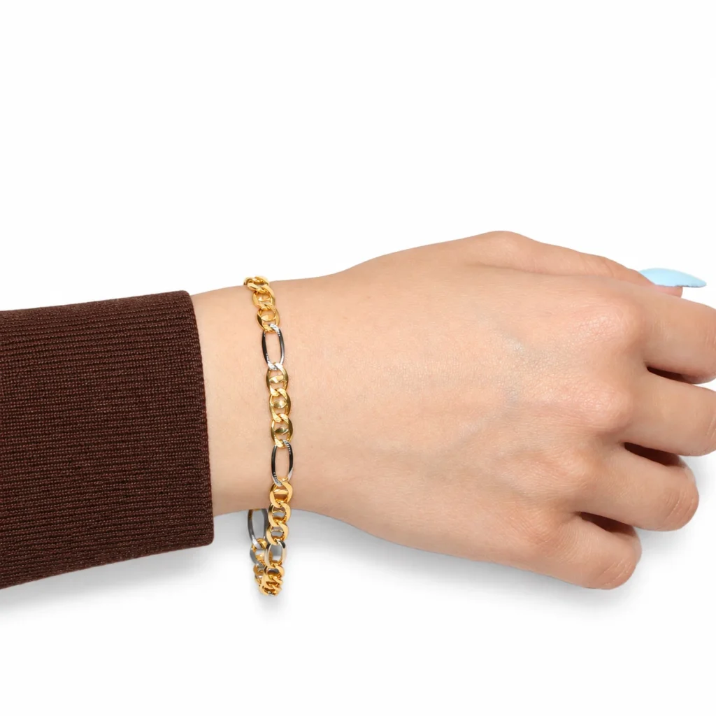 bracciale due ori maglia piatta 3+1