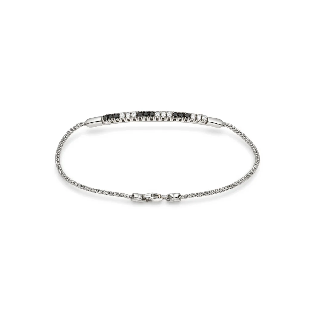 Bracciale oro bianco con zirconi, oro 18 kt, lunghezza 20 cm