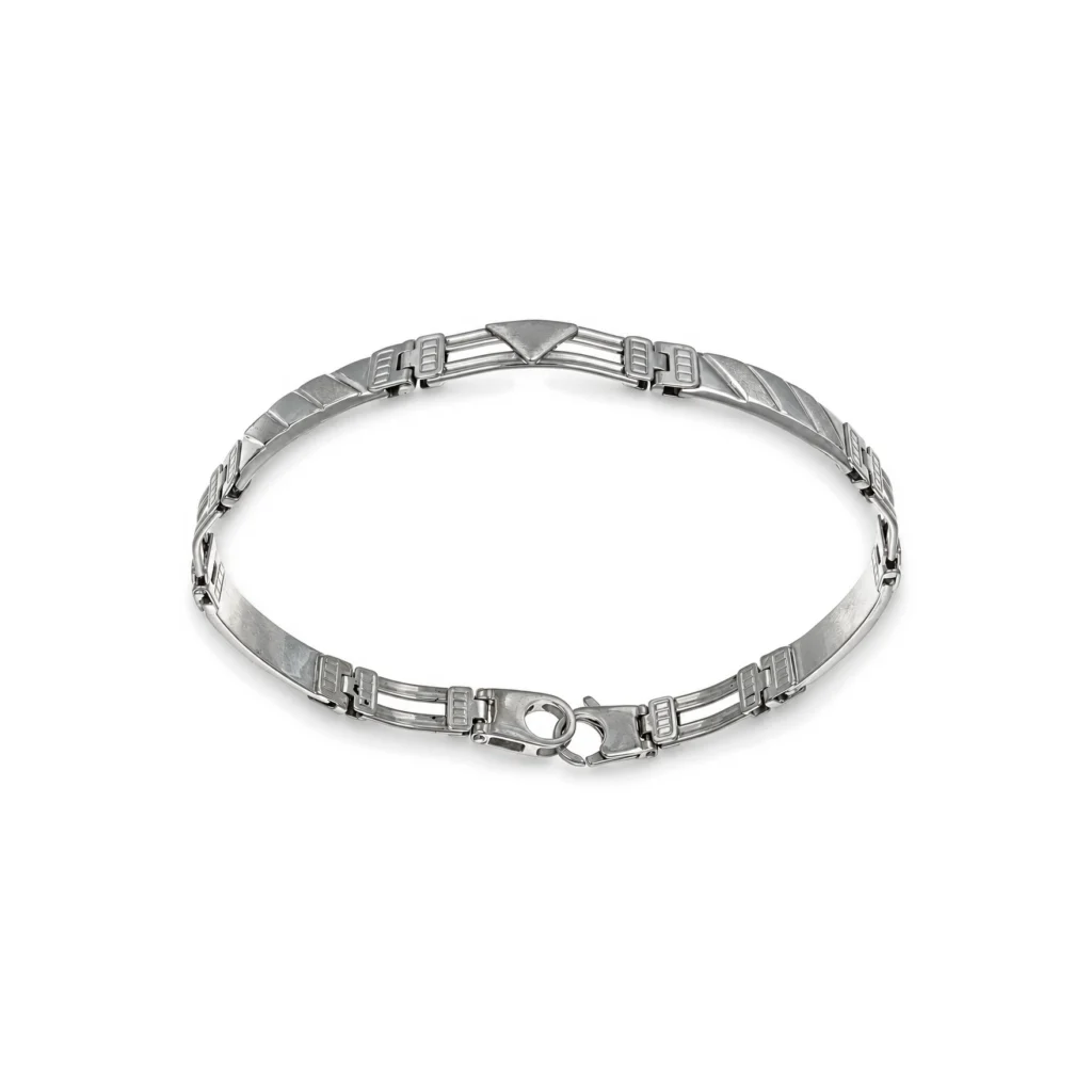 Bracciale oro bianco fascette semirigido luc sat, oro 18 kt, lunghezza 20 cm