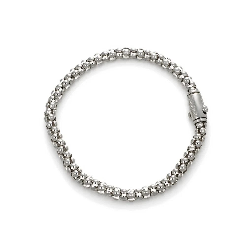 Bracciale oro bianco semirigido Chimento, oro 18 kt, lunghezza 20 cm