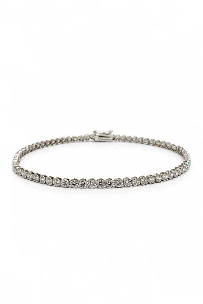Bracciale oro bianco tennis con zirconi, oro 18 kt