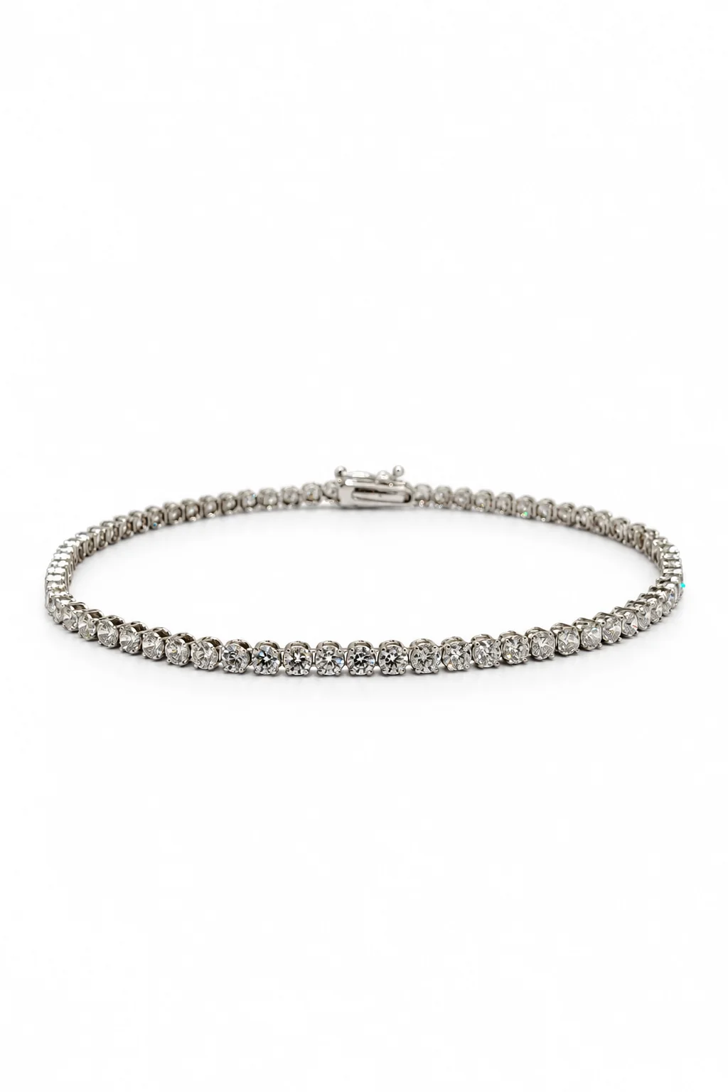 Bracciale oro bianco tennis con zirconi, oro 18 kt