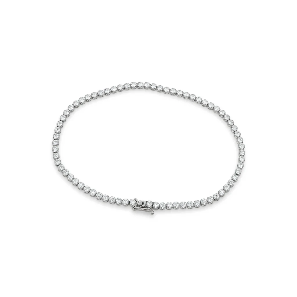 Bracciale oro bianco tennis con zirconi bianchi, oro 18 kt, lunghezza 19 cm