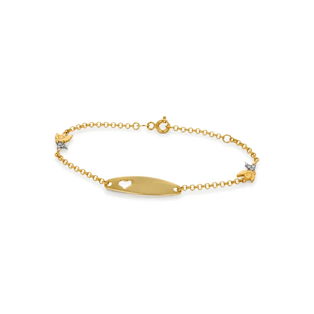 Bracciale oro giallo bimba con trilly, oro 18 kt, lunghezza 16 cm