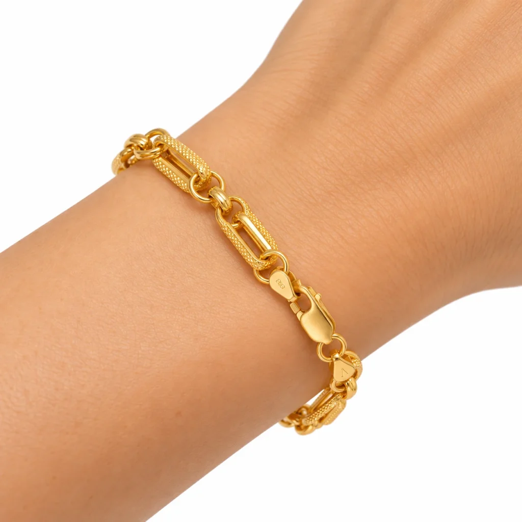 bracciale catena oro giallo lucido satinato