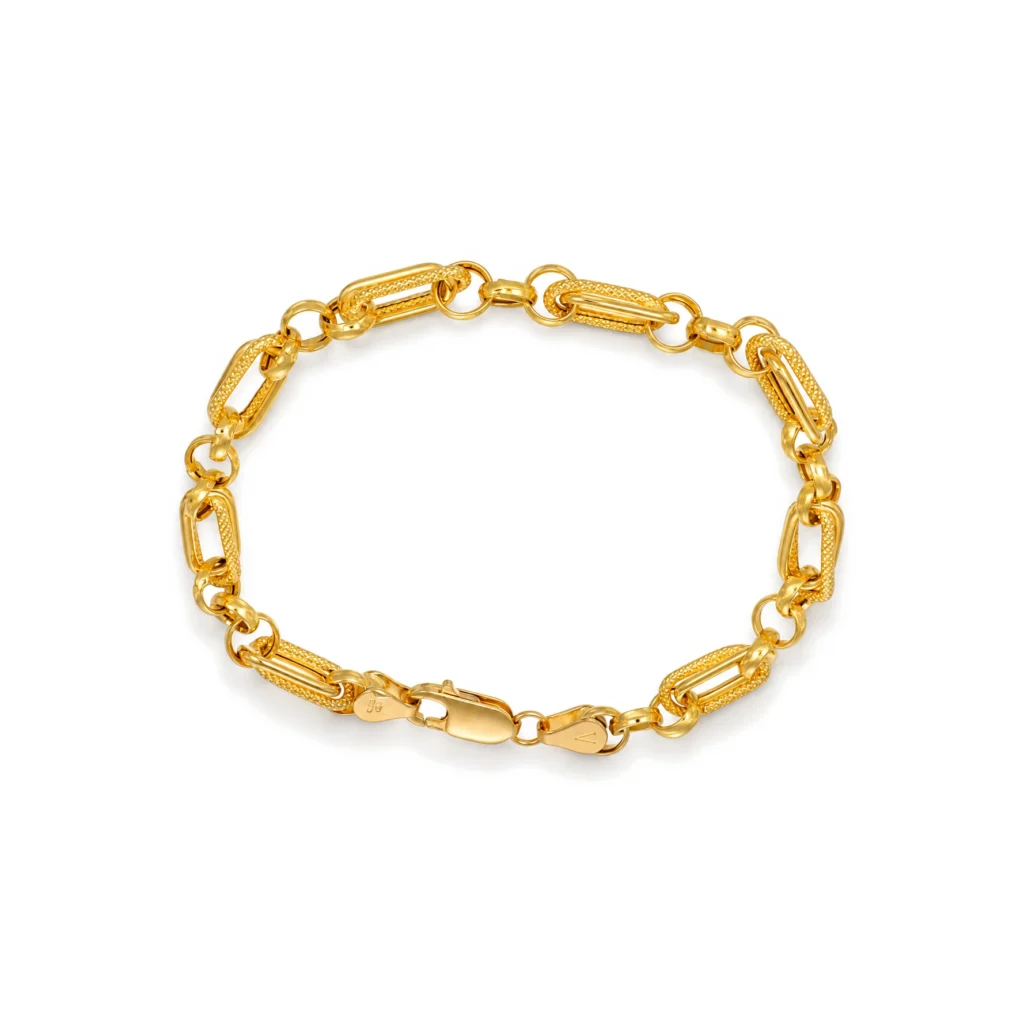 Bracciale a catena in oro giallo 18 kt lucido e satinato