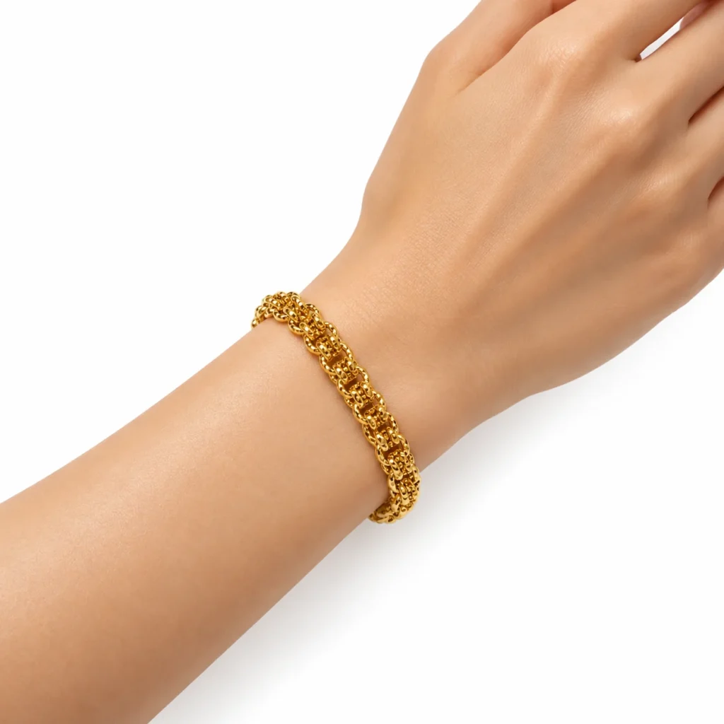 bracciale catena lavorata oro giallo,bracciale oro giallo 18 kt donna
