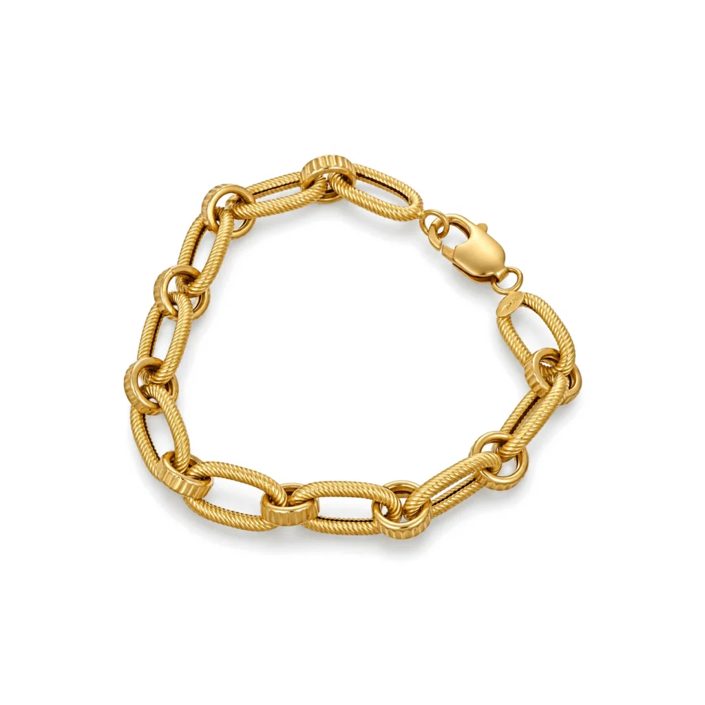 Bracciale oro giallo catena ovale, oro 18 kt, lunghezza 19,5 cm