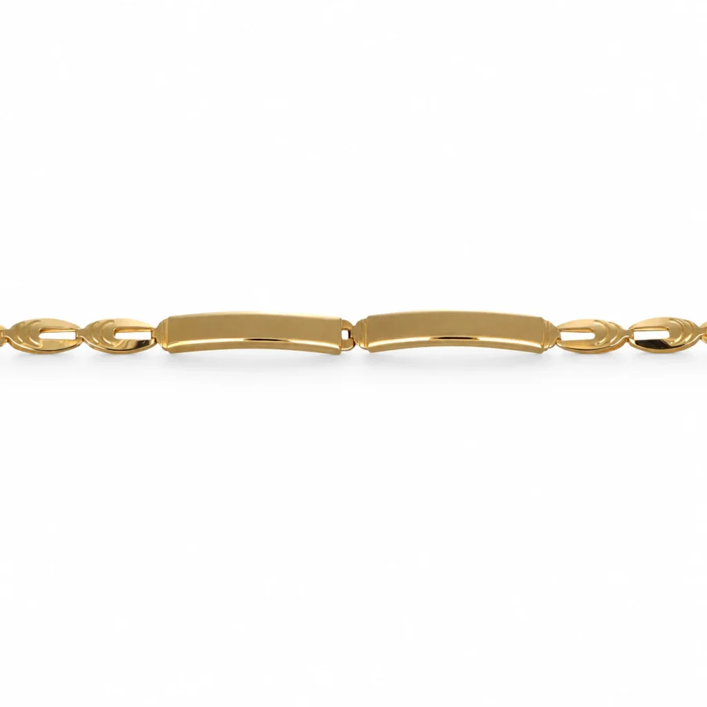 Bracciale oro giallo con fascette centrali, oro 18 kt, lunghezza 21 cm