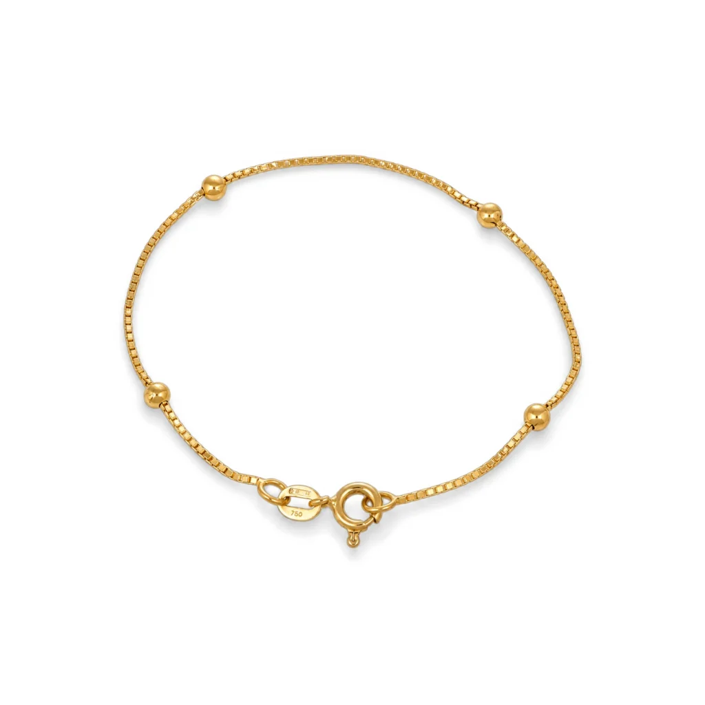 Bracciale oro giallo con sferette, oro 18 kt, lunghezza 18 cm