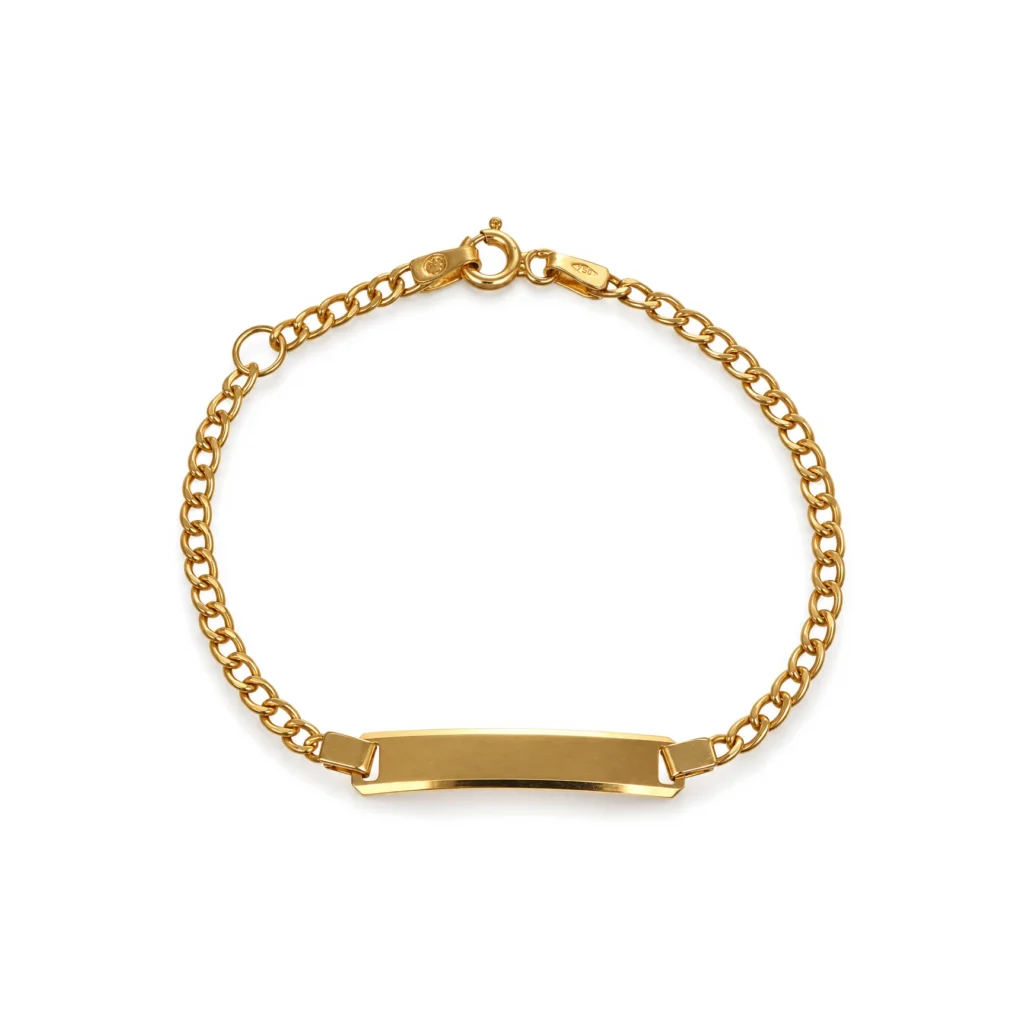 Bracciale oro giallo con targhetta, oro 18 kt, lunghezza 16 cm