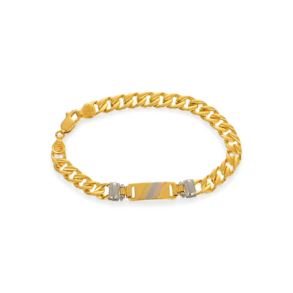 Bracciale oro giallo con targhetta tre ori, oro 18 kt
