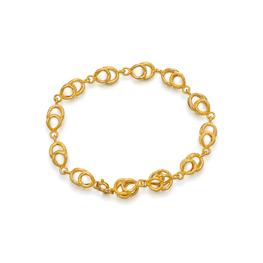 Bracciale oro giallo lavorato, oro 18 kt, lunghezza 20 cm