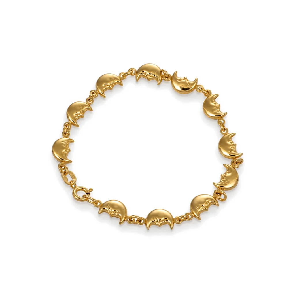 Bracciale oro giallo lune, oro 18 kt, lunghezza 18,5 cm