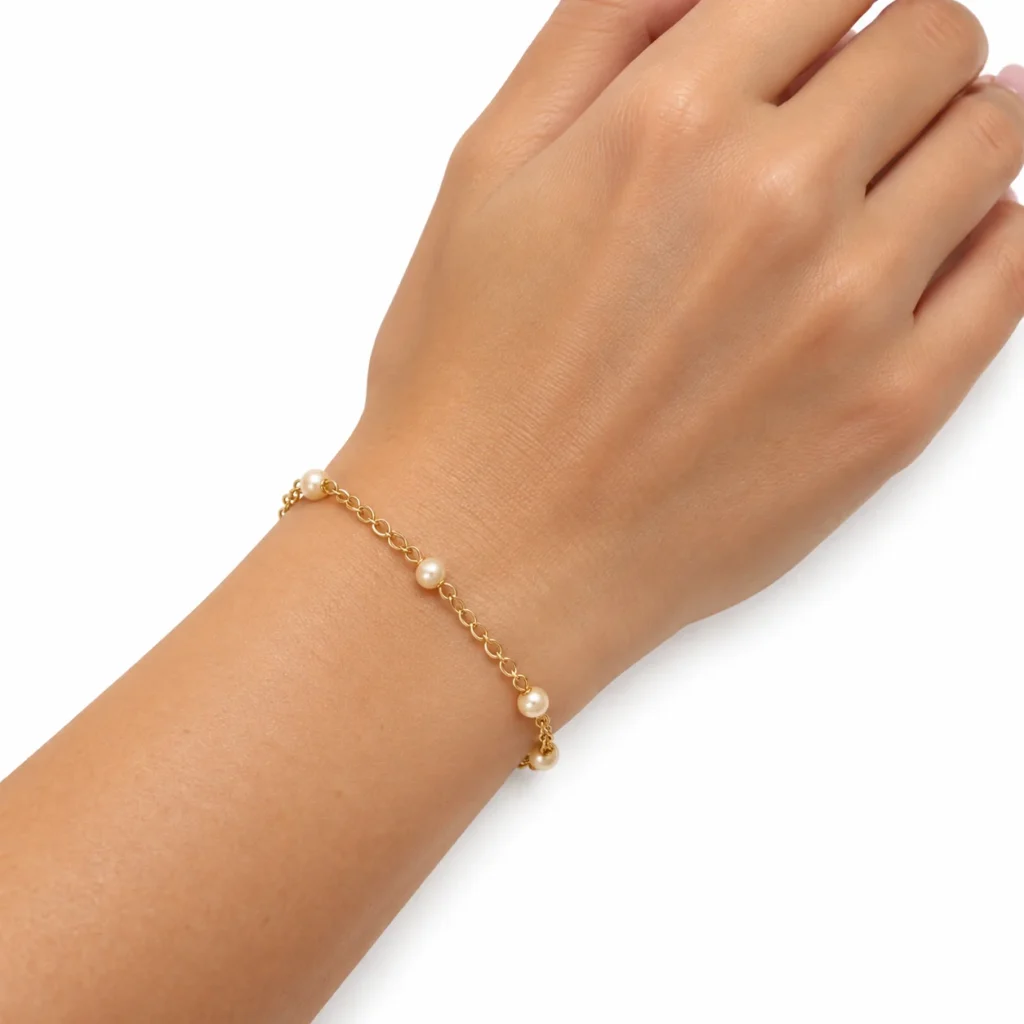bracciale oro giallo perline