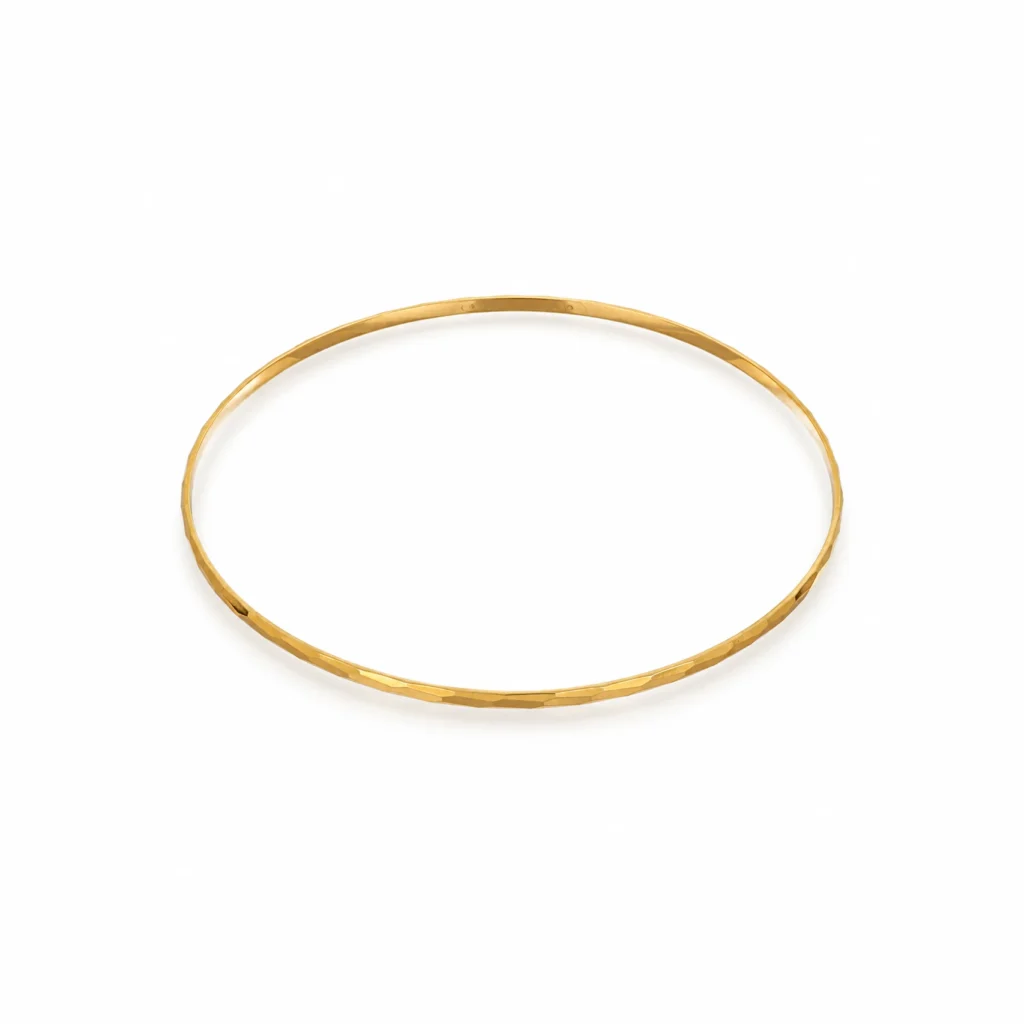 Bracciale oro giallo rigido tondo lavorato sottile, oro 18 kt