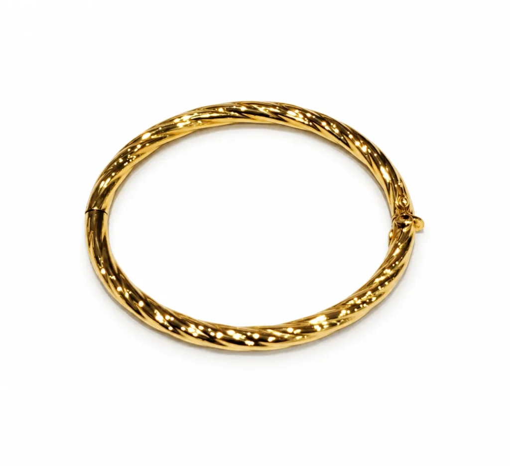 Bracciale oro giallo rigido torcion, oro 18 kt
