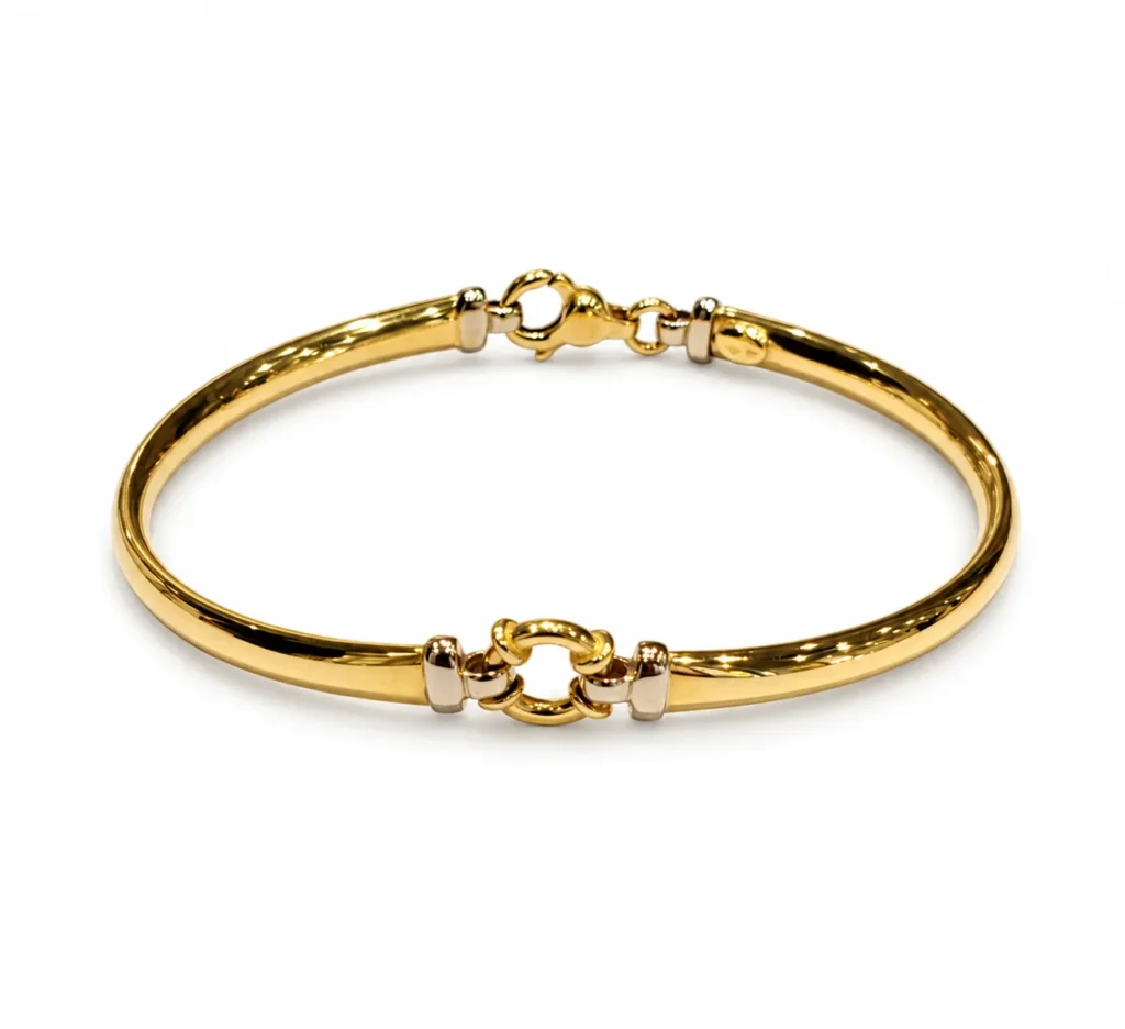 Bracciale oro giallo semirigido, oro 18 kt