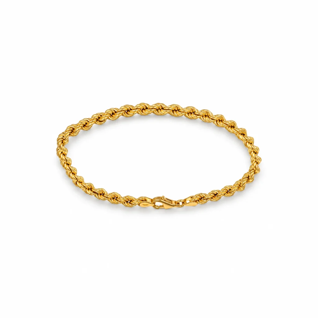 Bracciale oro giallo torcion, oro 18 kt, lunghezza 19,7 cm