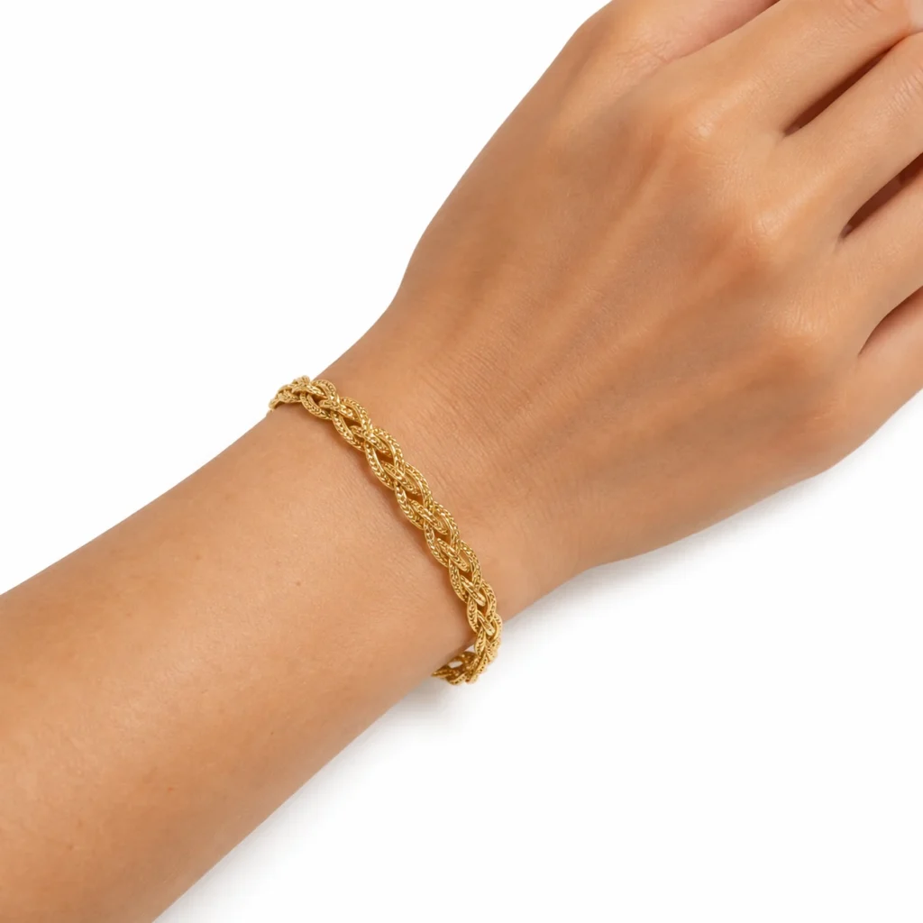 bracciale treccia lavorata oro giallo