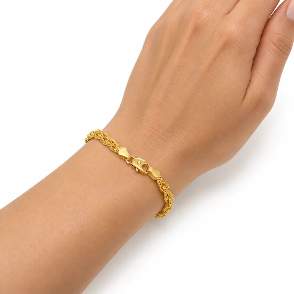 bracciale treccia piatta oro giallo