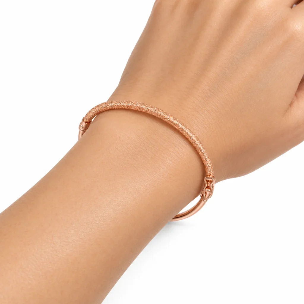 bracciale rigido oro rosa lucido satinato