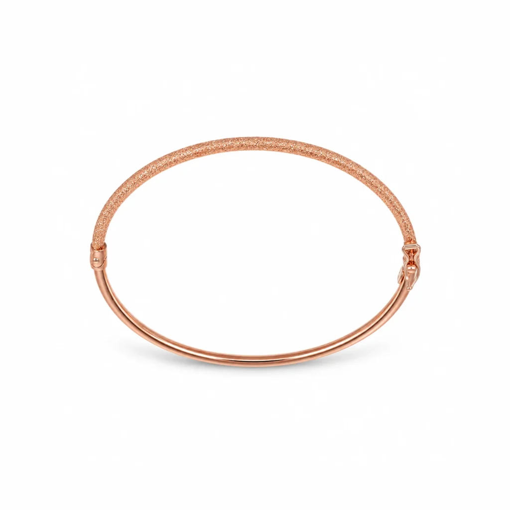 Bracciale oro rosa rigido lucido satinato, oro 18 kt, lunghezza 5,3 cm