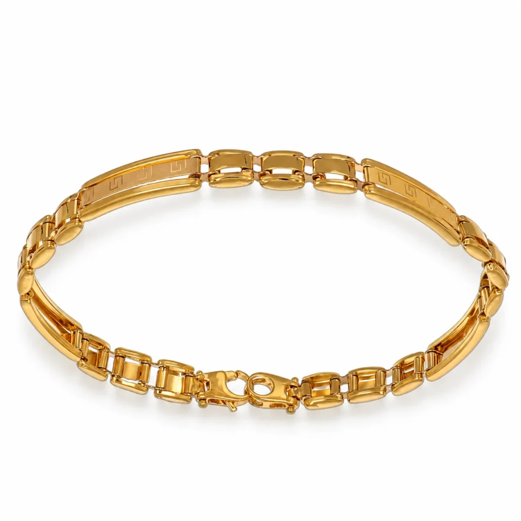 Brcciale tre ori luc sat fascette, oro 18 kt, lunghezza 21 cm