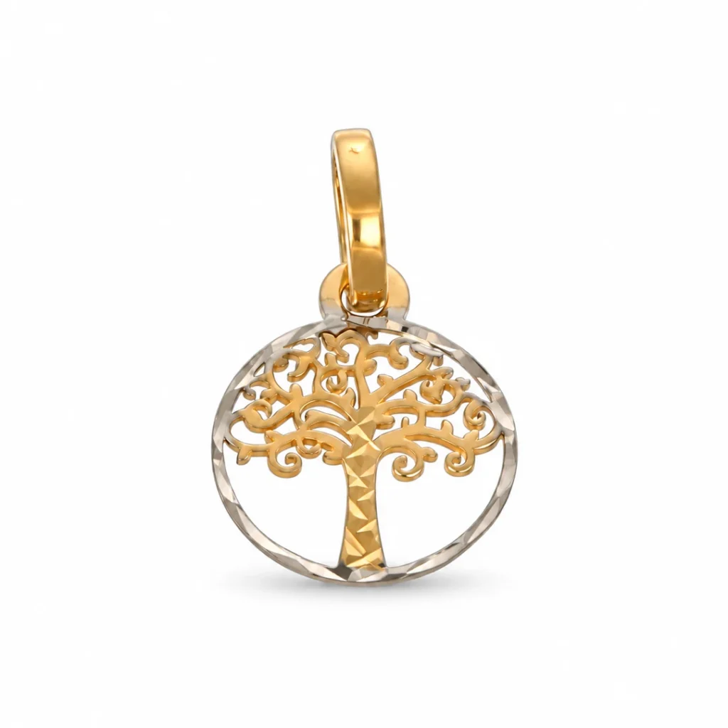Ciondolo due ori albero della vita, oro 18 kt