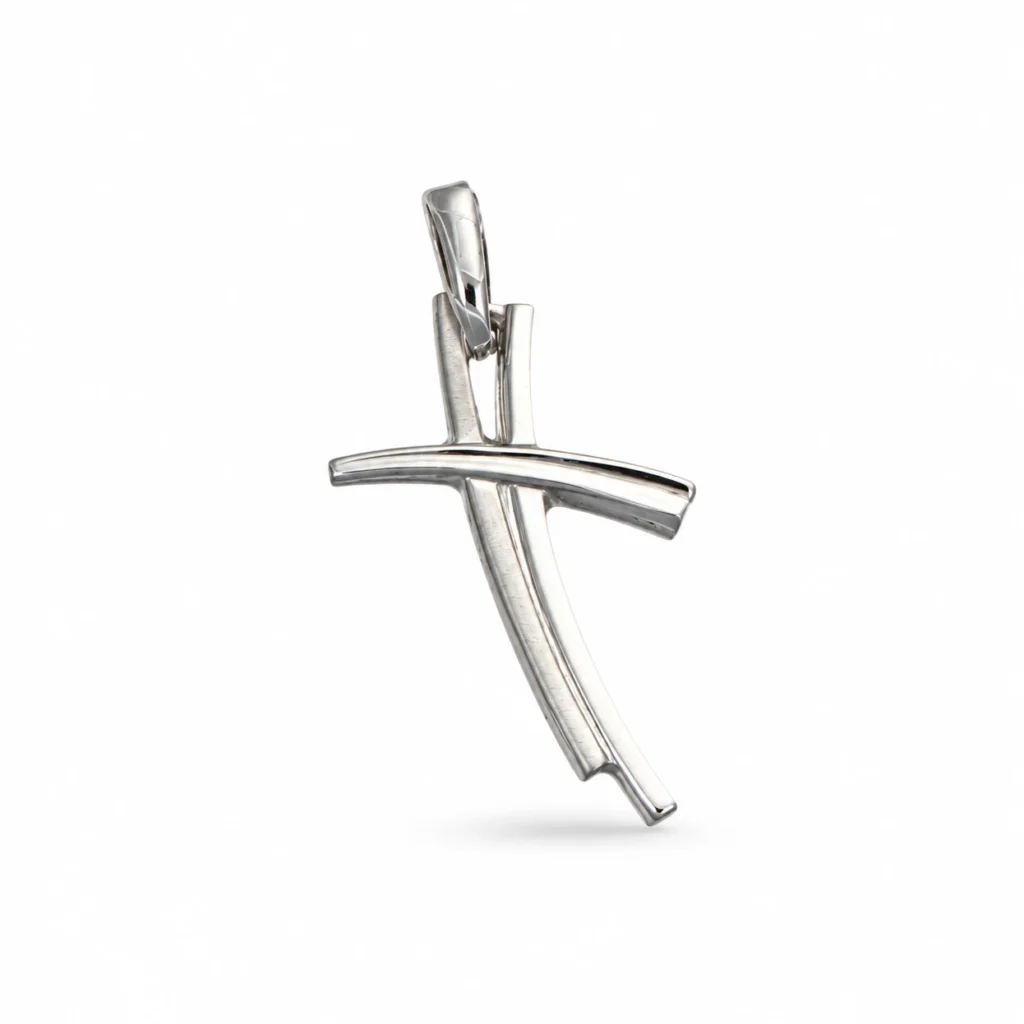 Ciondolo oro bianco croce, oro 18 kt