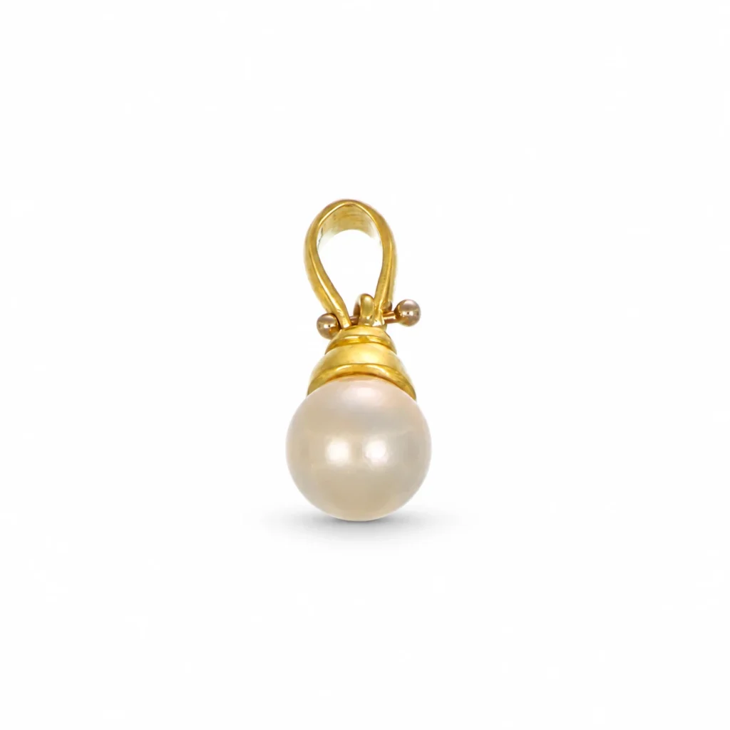 Ciondolo oro giallo con perla, oro 18 kt