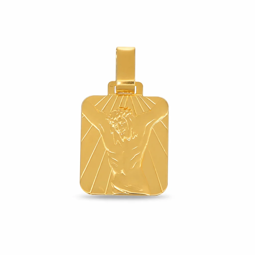 Ciondolo oro giallo medaglia con Gesu', oro 18 kt