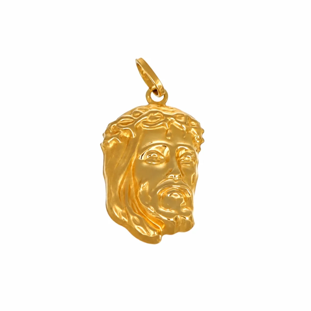 Ciondolo oro giallo volto di cristo, oro 18 kt