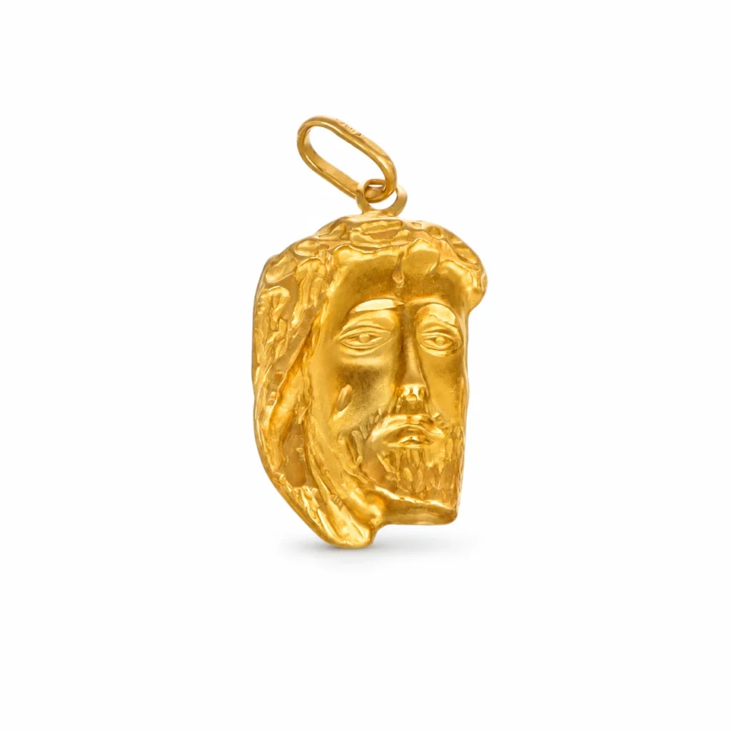 Ciondolo oro giallo volto di Gesù, oro 18 kt