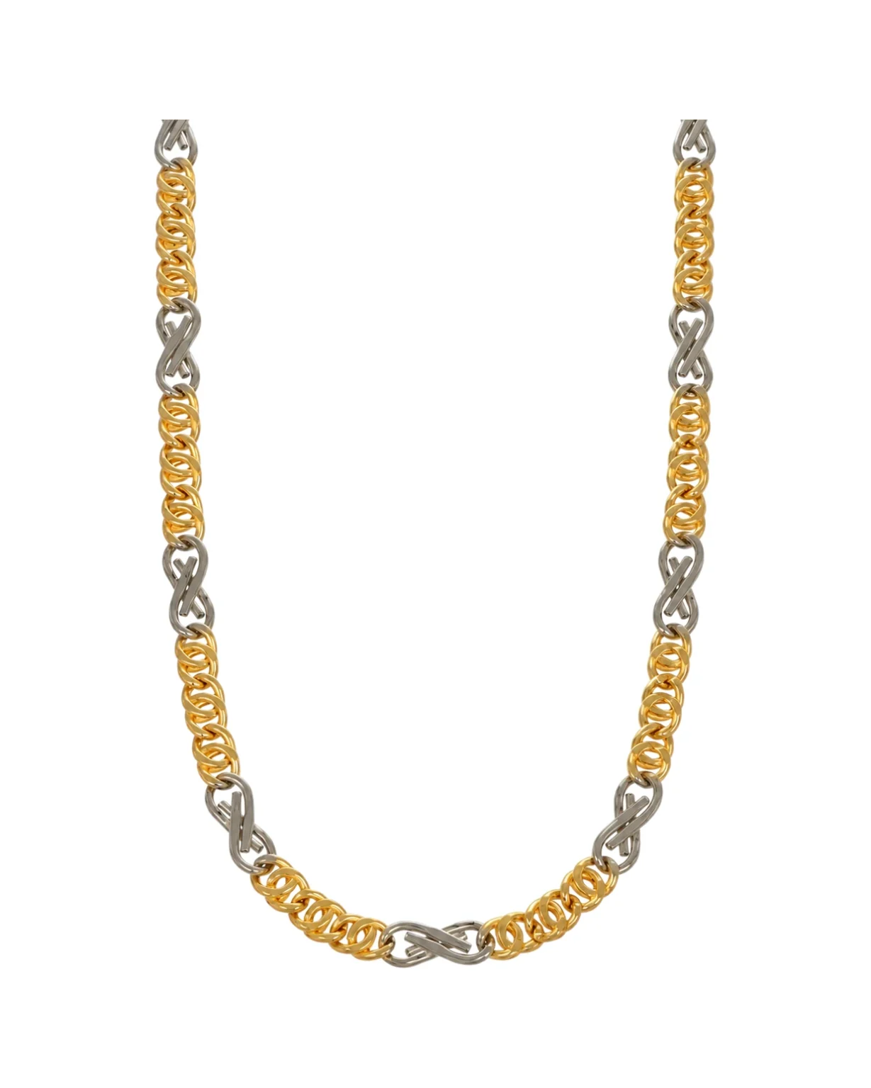 Collana due ori, oro 18 kt, lunghezza 60 cm