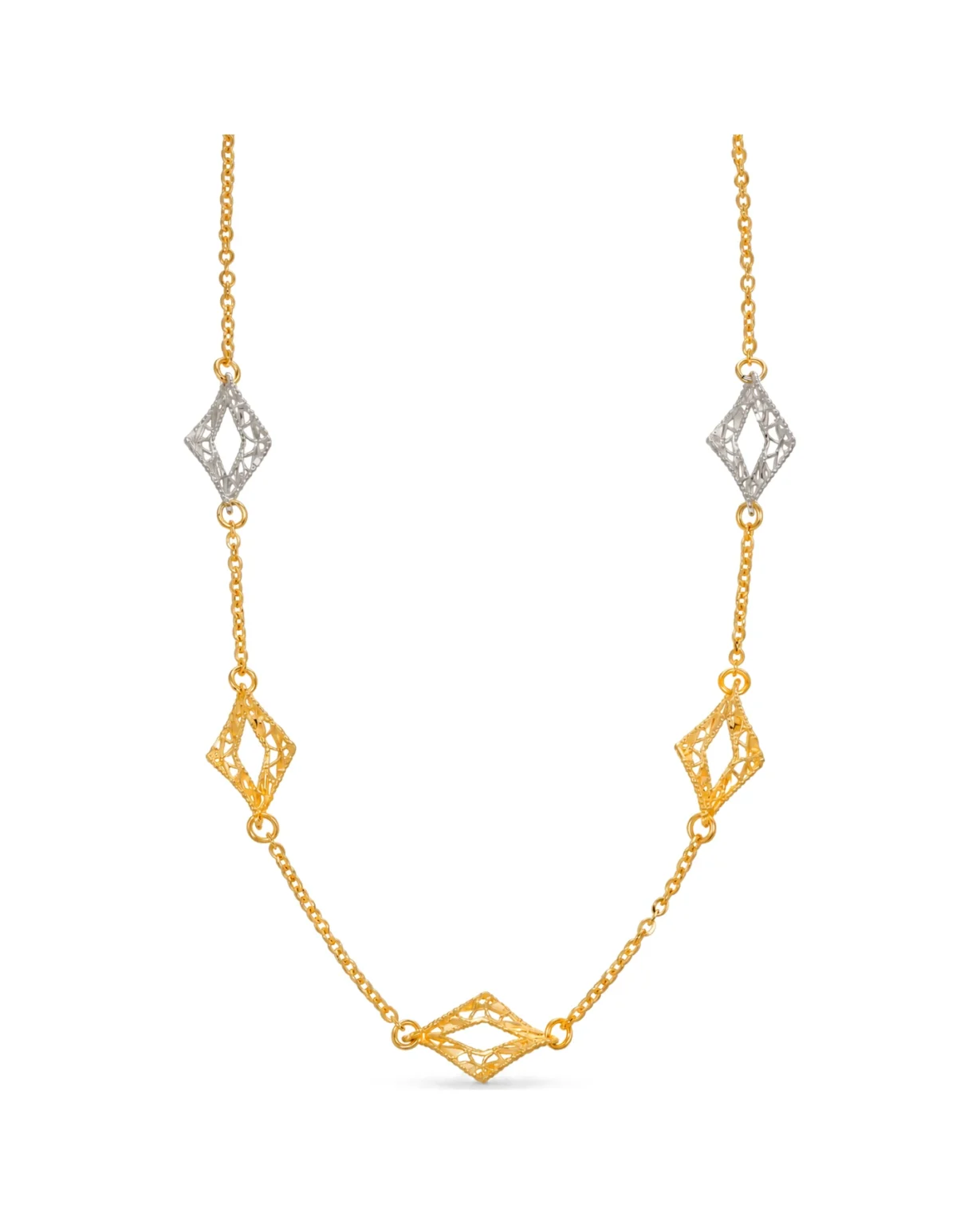 Collana due ori lavorata ungari, oro 18 kt, lunghezza 46 cm