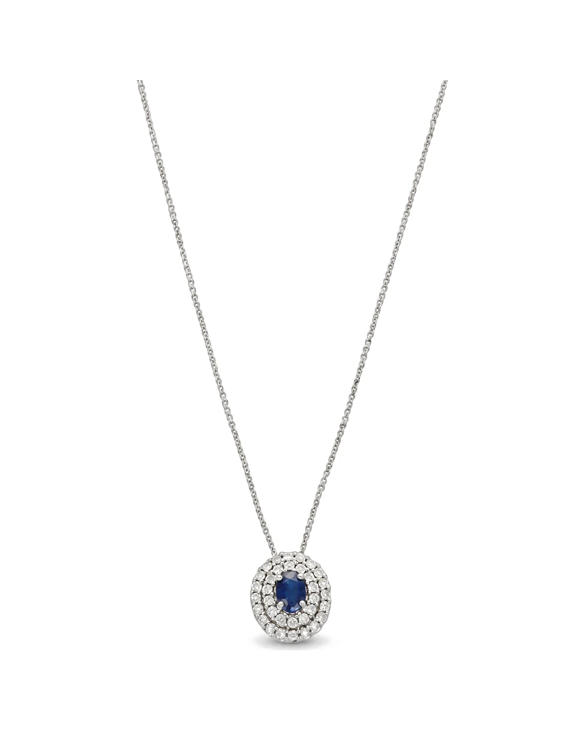 Collana oro bianco co zaffiro blu e doppio giro di diamanti Bliss KT 0.34GSI, oro 18 kt, lunghezza 42 cm