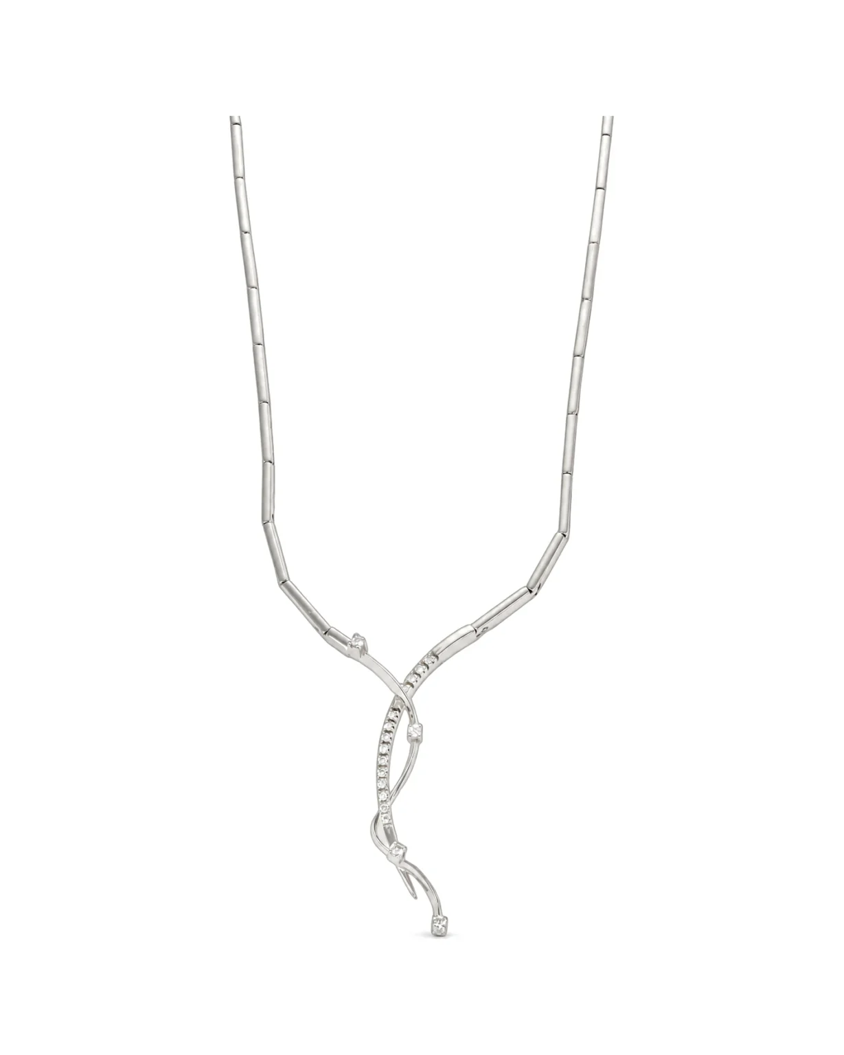 Collana oro bianco con diamanti KT0.21 GVS1, oro 18 kt, lunghezza 43 cm