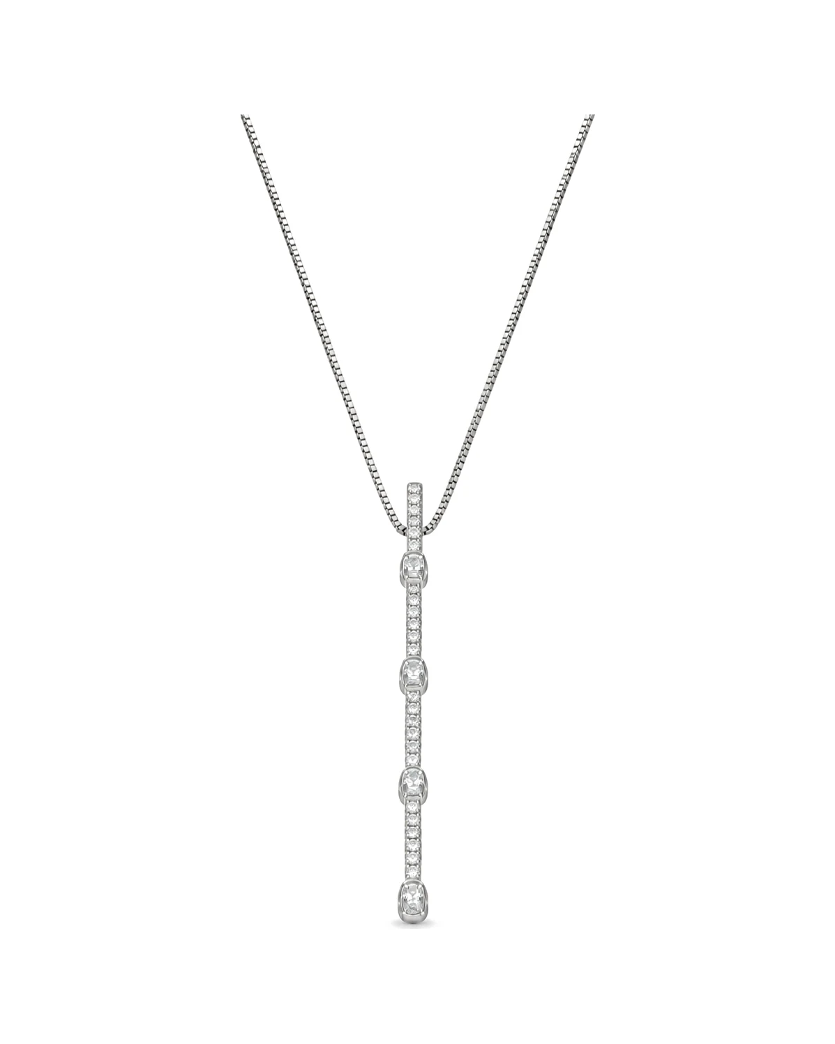 Collana oro bianco con pendente Fantin simil tennis con zirconi