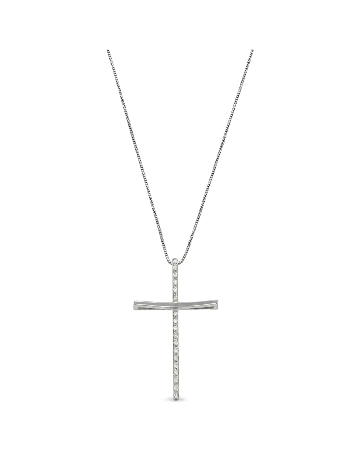 Collana oro bianco croce con diam KT 0.01X18 GVS1, oro 18 kt, lunghezza 45 cm