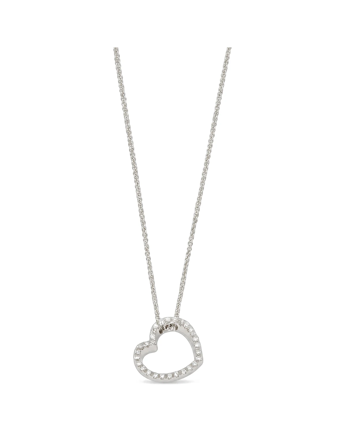 Collana oro bianco cuore con diamanti diadema KT 0.01X29 GVS1, oro 18 kt, lunghezza 41 cm