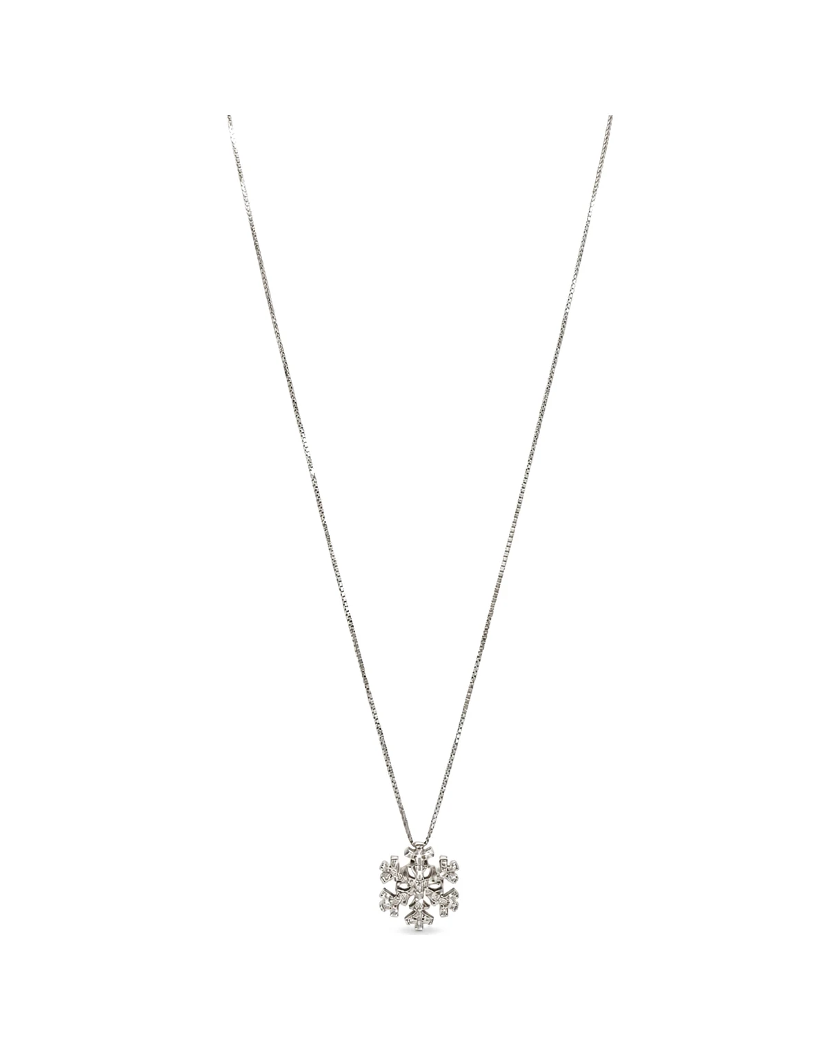 Collana oro bianco fiocco di neve con diamanti Salvini KT 0.16 F/G VS completo di certificato di garanzia IGI, oro 18 kt, lunghezza 52 cm