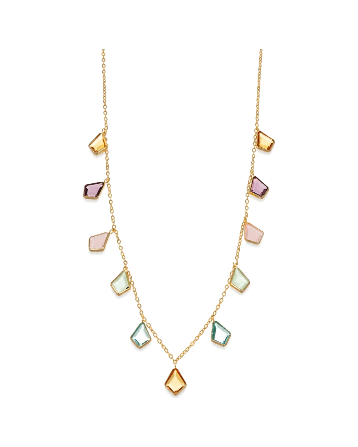 Collana oro giallo con zirconi colorati, oro 18 kt, lunghezza 47 cm